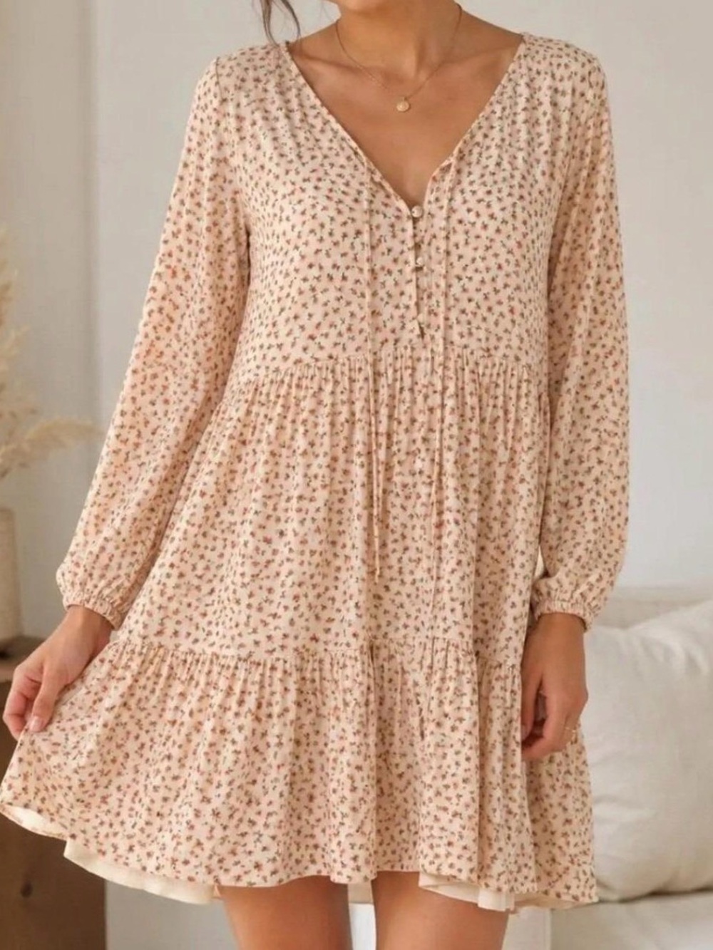 American Eagle Outfitters Yellow Floral Mini Babydoll Dress